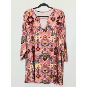 Jessica London Tunic Women's Size 22/24 Pink Keyhole Neck Scoop Neck Pre-owned